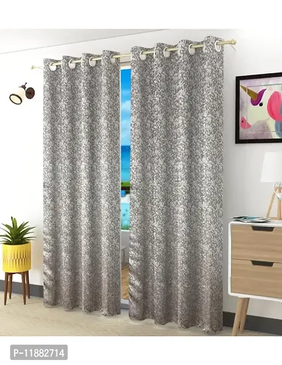 Aaradhya Creation 5Ft Window Curtains Set of 1-Textured Curtain Drapes Polyester Room DarkeningEyelet Panels for Home & Office Decor, ( 4 x 5 Feet ), Dark Grey-thumb2