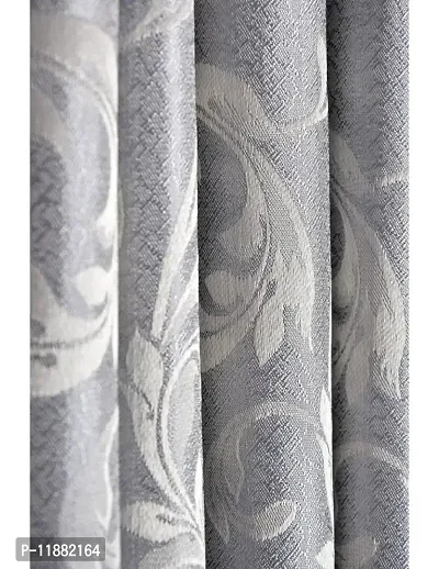 Aaradhya Creation 9Ft Curtains for Long Door Polyester Printed Curtain Drapes for Long Door Darkening Eyelet Curtain Panels for Living Room||Bedroom-(4 x 9 Feet) Silver-thumb4
