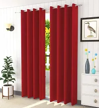 Aaradhya Creation Solid Plain Blackout Window Curtains for Home 1 Piece | 5 Feet Polyester Curtain Panels for Living Room Bedroom Kitchen | Decorative Grommet Top Draperies with Eyelet Rings (4x5 Ft) Red-thumb1