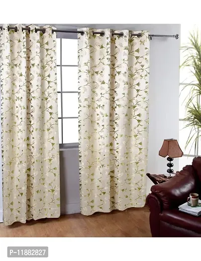 Aaradhya Creation 5Ft Curtains for Window Set of 1-Floral Printed Curtain Drapes Polyester Light Filtering Eyelet Panels for Home & Office Decor, ( 4 x 5 Feet ), Olive Green-thumb0