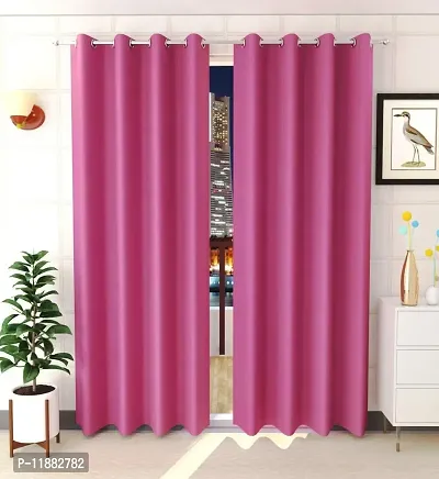 Aaradhya Creation Solid Plain Blackout Door Curtains for Home 1 Piece | 7 Feet Polyester Curtain Panels for Living Room Bedroom Kitchen | Decorative Grommet Top Draperies with Eyelet Rings (4x7 Ft) Pink