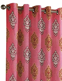 Aaradhya Creation Printed Curtains for Home Set of 2 5Ft Window Curtain Drapes for Living Room Bedroom Kitchen Polyester Eyelet Panels for Decor (4x5 Feet) Pink-thumb2