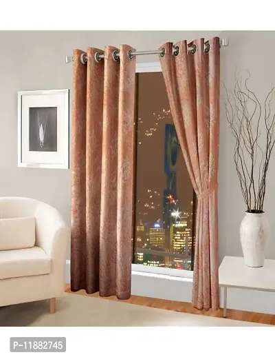 Aaradhya Creation Polyester Curtains For Window 5 Ft Pack of 1 Floral Printed Curtain Drapes For Home & Office Decor Light Filtering Eyelet Curtain Drapes For Living Room,Bedroom-( 4 x 5 Feet ) Orange