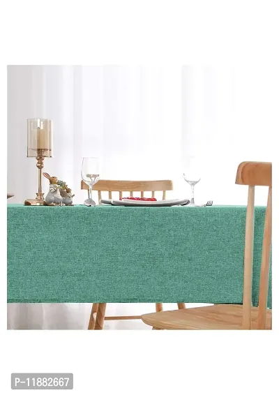 Aaradhya Creation Square Table Cover- Jute Heat Resistant Table Cover- Washable Solid Table Cover for Kitchen Dining Table- 50 x 75 Inches, Mint Green-thumb3