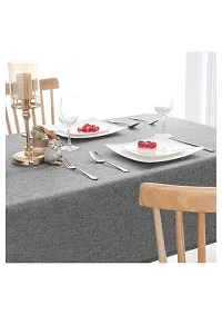 Aradhya Creation Table Cloth Textured Jute Tablecloth, Decorative Table Cover for Kitchen Dining Buffet Party, Outdoor Picnic Washable Centre Table Covers (50 x 85 Inches) Grey-thumb1