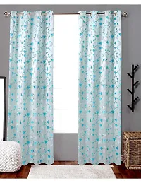 Aaradhya Creation 5Ft Curtains for Window Set of 1-Floral Printed Curtain Drapes Polyester Light Filtering Eyelet Panels for Home & Office Decor, ( 4 x 5 Feet ), Blue-thumb1