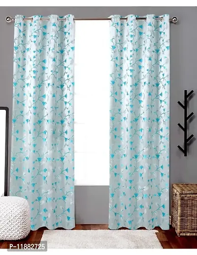 Aaradhya Creation 5Ft Curtains for Window Set of 1-Floral Printed Curtain Drapes Polyester Light Filtering Eyelet Panels for Home & Office Decor, ( 4 x 5 Feet ), Blue-thumb2