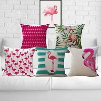 Aaradhya Creation Jute Cushion Cover Set of 5- Digital Printed Square Pillow Cover for Sofa, Couch- Decorative Throws Cushion Cover for Home Decor- 16 x 16 Inches, Multicolor4-thumb1