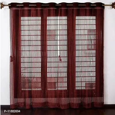 Aaradhya Creation Curtains for Door 7Ft Pack of 2 Polyester Striped Curtain Drapes for Living Room, Bedroom Net Tissue Eyelet Curtain Drapes for Home Decor- ( 4 x 7 Feet ), Purple-thumb0