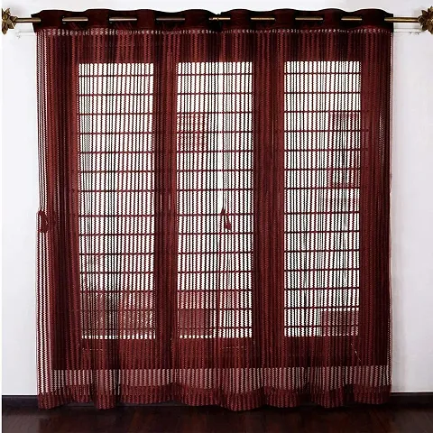 Aaradhya Creation Curtains for Door 7Ft Pack of 2 Polyester Striped Curtain Drapes for Living Room, Bedroom Net Tissue Eyelet Curtain Drapes for Home Decor- ( 4 x 7 Feet ), Purple