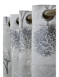 Aaradhya Creation Curtains for Window 5Ft Set of 1- Polyester Room Darkening Curtain Drapes Tree Printed Eyelet Panels Drapes for Home  Office Decor, ( 4 x 5 Feet ), Silver-thumb1