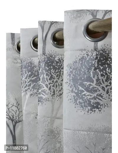 Aaradhya Creation Curtains for Window 5Ft Set of 1- Polyester Room Darkening Curtain Drapes Tree Printed Eyelet Panels Drapes for Home  Office Decor, ( 4 x 5 Feet ), Silver-thumb2