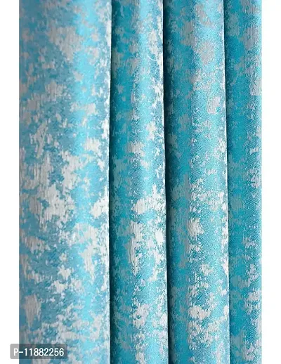 Aaradhya Creation 7Ft Door Curtains Set of 1-Textured Curtain Drapes Polyester Room DarkeningEyelet Panels for Home & Office Decor, ( 4 x 7 Feet ), Blue-thumb3