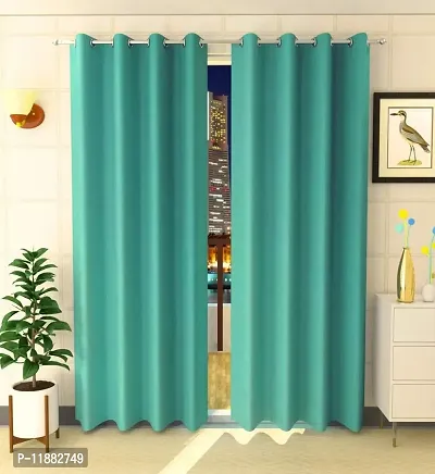 Aaradhya Creation Solid Plain Blackout Window Curtains for Home 1 Piece | 5 Feet Polyester Curtain Panels for Living Room Bedroom Kitchen | Decorative Grommet Top Draperies with Eyelet Rings (4x5 Ft) Turquoise