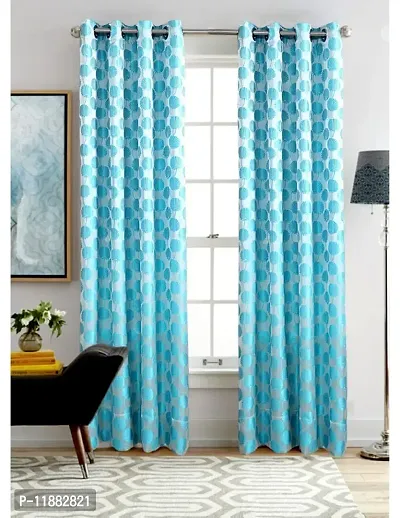 Aaradhya Creation 7Ft Door Curtains for Home Floral Printed Curtain Drapes for Home and Office Light Filtering Grommet Eyelet Panel Drapes for Living Room, Bedroom Pack of 1- ( 4 x 7 Feet ), Blue-thumb0