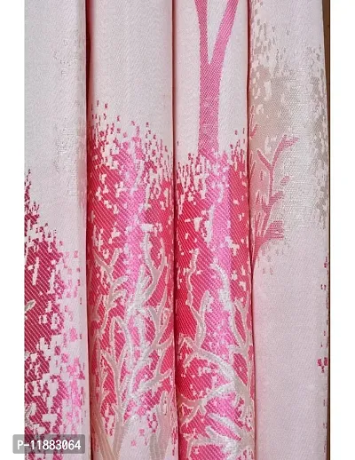 Aaradhya Creation Curtains for Window 5Ft Set of 1- Polyester Room Darkening Curtain Drapes Tree Printed Eyelet Panels Drapes for Home & Office Decor, ( 4 x 5 Feet ), Pink-thumb3