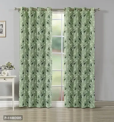 Aaradhya Creation Printed Curtains for Home Set of 2 7Ft Door Curtain Drapes for Living Room Bedroom Kitchen Polyester Eyelet Panels for Decor (4x7 Feet) Green-thumb2