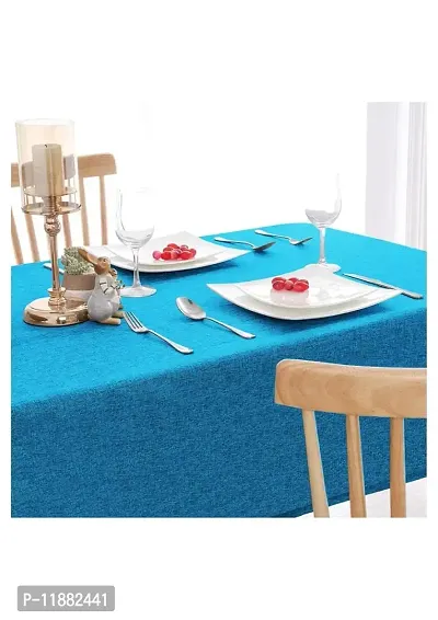 Aradhya Creation Table Cloth Textured Jute Tablecloth, Decorative Table Cover for Kitchen Dining Buffet Party, Outdoor Picnic Washable Centre Table Covers (50 x 85 Inches) Blue-thumb2