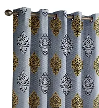 Aaradhya Creation Printed Curtains for Home Set of 2 7Ft Door Curtain Drapes for Living Room Bedroom Kitchen Polyester Eyelet Panels for Decor (4x7 Feet) Grey-thumb2