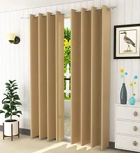 Aaradhya Creation Solid Plain Blackout Door Curtains for Home 1 Piece | 7 Feet Polyester Curtain Panels for Living Room Bedroom Kitchen | Decorative Grommet Top Draperies with Eyelet Rings (4x7 Ft) Beige-thumb1