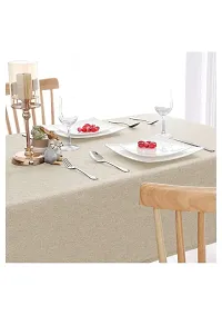 Aradhya Creation Table Cloth Textured Jute Tablecloth, Decorative Table Cover for Kitchen Dining Buffet Party, Outdoor Picnic Washable Centre Table Covers (50 x 85 Inches) Cream-thumb1