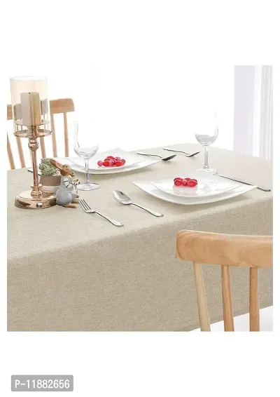 Aradhya Creation Table Cloth Textured Jute Tablecloth, Decorative Table Cover for Kitchen Dining Buffet Party, Outdoor Picnic Washable Centre Table Covers (50 x 85 Inches) Cream-thumb2