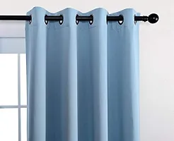 Aaradhya Creation Solid Plain Blackout Door Curtains for Home 1 Piece | 7 Feet Polyester Curtain Panels for Living Room Bedroom Kitchen | Decorative Grommet Top Draperies with Eyelet Rings (4x7 Ft) Sky Blue-thumb2