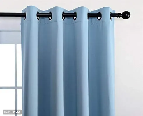 Aaradhya Creation Solid Plain Blackout Door Curtains for Home 1 Piece | 7 Feet Polyester Curtain Panels for Living Room Bedroom Kitchen | Decorative Grommet Top Draperies with Eyelet Rings (4x7 Ft) Sky Blue-thumb3