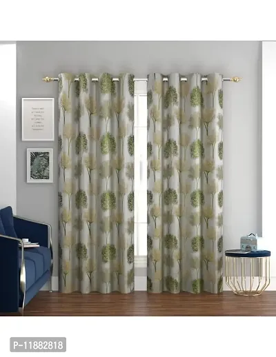 Aaradhya Creation Curtains for Window 5Ft Set of 1- Polyester Room Darkening Curtain Drapes Tree Printed Eyelet Panels Drapes for Home & Office Decor, ( 4 x 5 Feet ), Green