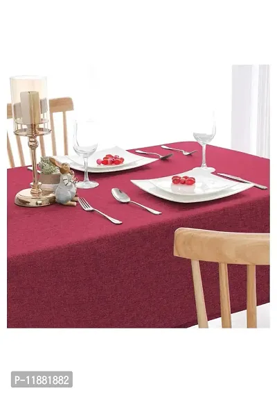 Aradhya Creation Table Cloth Textured Jute Tablecloth, Decorative Table Cover for Kitchen Dining Buffet Party, Outdoor Picnic Washable Centre Table Covers (50 x 60 Inches) Rosewood Pink-thumb2