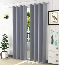 Aaradhya Creation Solid Plain Blackout Door Curtains for Home 1 Piece | 7 Feet Polyester Curtain Panels for Living Room Bedroom Kitchen | Decorative Grommet Top Draperies with Eyelet Rings (4x7 Ft) Silver-thumb1