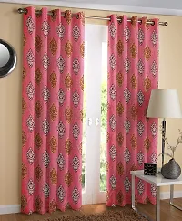 Aaradhya Creation Printed Curtains for Home Set of 2 5Ft Window Curtain Drapes for Living Room Bedroom Kitchen Polyester Eyelet Panels for Decor (4x5 Feet) Pink-thumb1