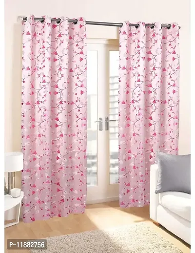 Aaradhya Creation 5Ft Curtains for Window Set of 1-Floral Printed Curtain Drapes Polyester Light Filtering Eyelet Panels for Home  Office Decor, ( 4 x 5 Feet ), Pink-thumb0