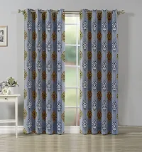 Aaradhya Creation Printed Curtains for Home Set of 2 7Ft Door Curtain Drapes for Living Room Bedroom Kitchen Polyester Eyelet Panels for Decor (4x7 Feet) Grey-thumb1