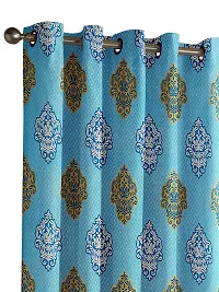 Aaradhya Creation Printed Curtains for Home Set of 2 5Ft Window Curtain Drapes for Living Room Bedroom Kitchen Polyester Eyelet Panels for Decor (4x5 Feet) Blue-thumb1