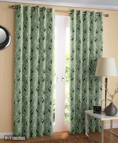 Aaradhya Creation Printed Curtains for Home Set of 2 7Ft Door Curtain Drapes for Living Room Bedroom Kitchen Polyester Eyelet Panels for Decor (4x7 Feet) Green