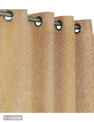 Aaradhya Creation Polyester Curtains For Window 5Ft Pack of 1 Floral Printed Curtain Drapes For Home  Office Decor Light Filtering Eyelet Curtain Drapes For Living Room, Bedroom - ( 4 x 5 Feet ), Beige-thumb2