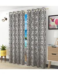 Aaradhya Creation 7Ft Curtains for Door Pack of 1 Polyester Printed Curtain Drapes for Door for Home & Office Room Darkening Eyelet Curtain Panels for Living Room, Bedroom- ( 4 x 7 Feet ), Grey-thumb1