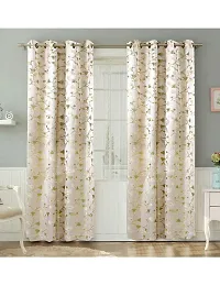 Aaradhya Creation 5Ft Curtains for Window Set of 1-Floral Printed Curtain Drapes Polyester Light Filtering Eyelet Panels for Home & Office Decor, ( 4 x 5 Feet ), Olive Green-thumb1