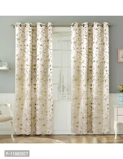 Aaradhya Creation 5Ft Curtains for Window Set of 1-Floral Printed Curtain Drapes Polyester Light Filtering Eyelet Panels for Home & Office Decor, ( 4 x 5 Feet ), Olive Green-thumb2