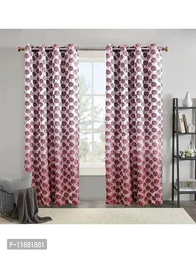 Aaradhya Creation 5Ft Window Curtains For Home Floral Printed Curtain Drapes For Home And Office Light Filtering Grommet Eyelet Panel Drapes For Living Room, Bedroom Pack Of 1 - ( 4 x 5 Feet ), Dark Pink-thumb0