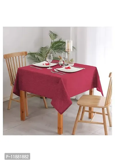 Aradhya Creation Table Cloth Textured Jute Tablecloth, Decorative Table Cover for Kitchen Dining Buffet Party, Outdoor Picnic Washable Centre Table Covers (50 x 60 Inches) Rosewood Pink-thumb0