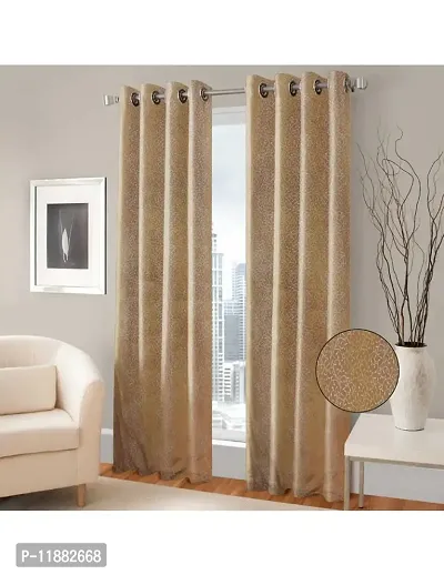 Aaradhya Creation Polyester Curtains For Window 5Ft Pack of 1 Floral Printed Curtain Drapes For Home  Office Decor Light Filtering Eyelet Curtain Drapes For Living Room, Bedroom - ( 4 x 5 Feet ), Beige