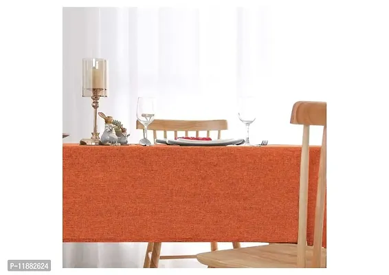 Aradhya Creation Table Cloth Textured Jute Tablecloth, Decorative Table Cover for Kitchen Dining Buffet Party, Outdoor Picnic Washable Centre Table Covers (50 x 75 Inches) Orange-thumb2