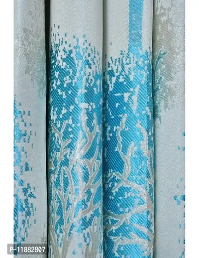 Aaradhya Creation Curtains for Window 5Ft Set of 1- Polyester Room Darkening Curtain Drapes Tree Printed Eyelet Panels Drapes for Home & Office Decor, ( 4 x 5 Feet ), Blue-thumb4