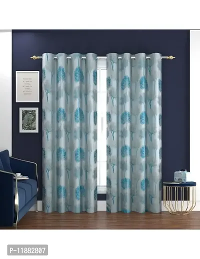 Aaradhya Creation Curtains for Window 5Ft Set of 1- Polyester Room Darkening Curtain Drapes Tree Printed Eyelet Panels Drapes for Home & Office Decor, ( 4 x 5 Feet ), Blue