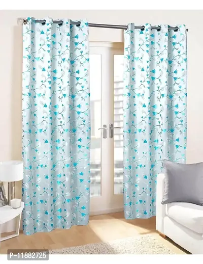 Aaradhya Creation 5Ft Curtains for Window Set of 1-Floral Printed Curtain Drapes Polyester Light Filtering Eyelet Panels for Home & Office Decor, ( 4 x 5 Feet ), Blue