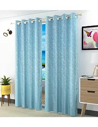 Aaradhya Creation 7Ft Door Curtains Set of 1-Textured Curtain Drapes Polyester Room DarkeningEyelet Panels for Home & Office Decor, ( 4 x 7 Feet ), Blue-thumb1