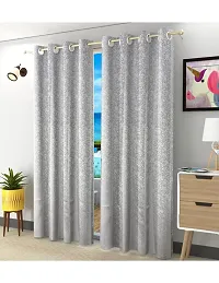 Aaradhya Creation 5Ft Window Curtains Set of 1-Textured Curtain Drapes Polyester Room DarkeningEyelet Panels for Home & Office Decor, ( 4 x 5 Feet ), Grey-thumb1