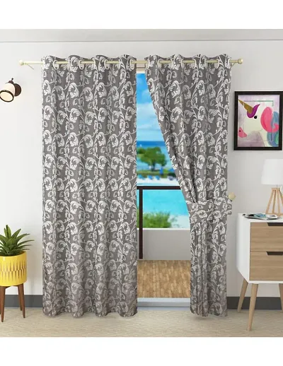 Aaradhya Creation Damask Print Room Darkening Eyelet Polyester Curtains, 1 Pc